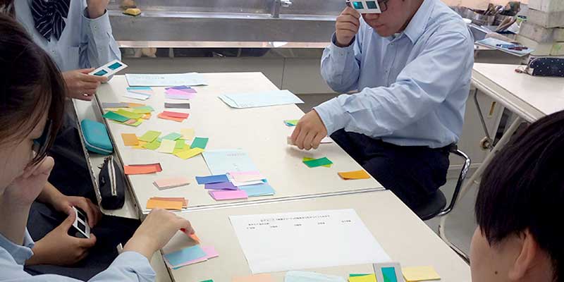 徳島科学技術高校デザインコースSSH授業カラーユニバーサルデザイン配色ワークショップ
